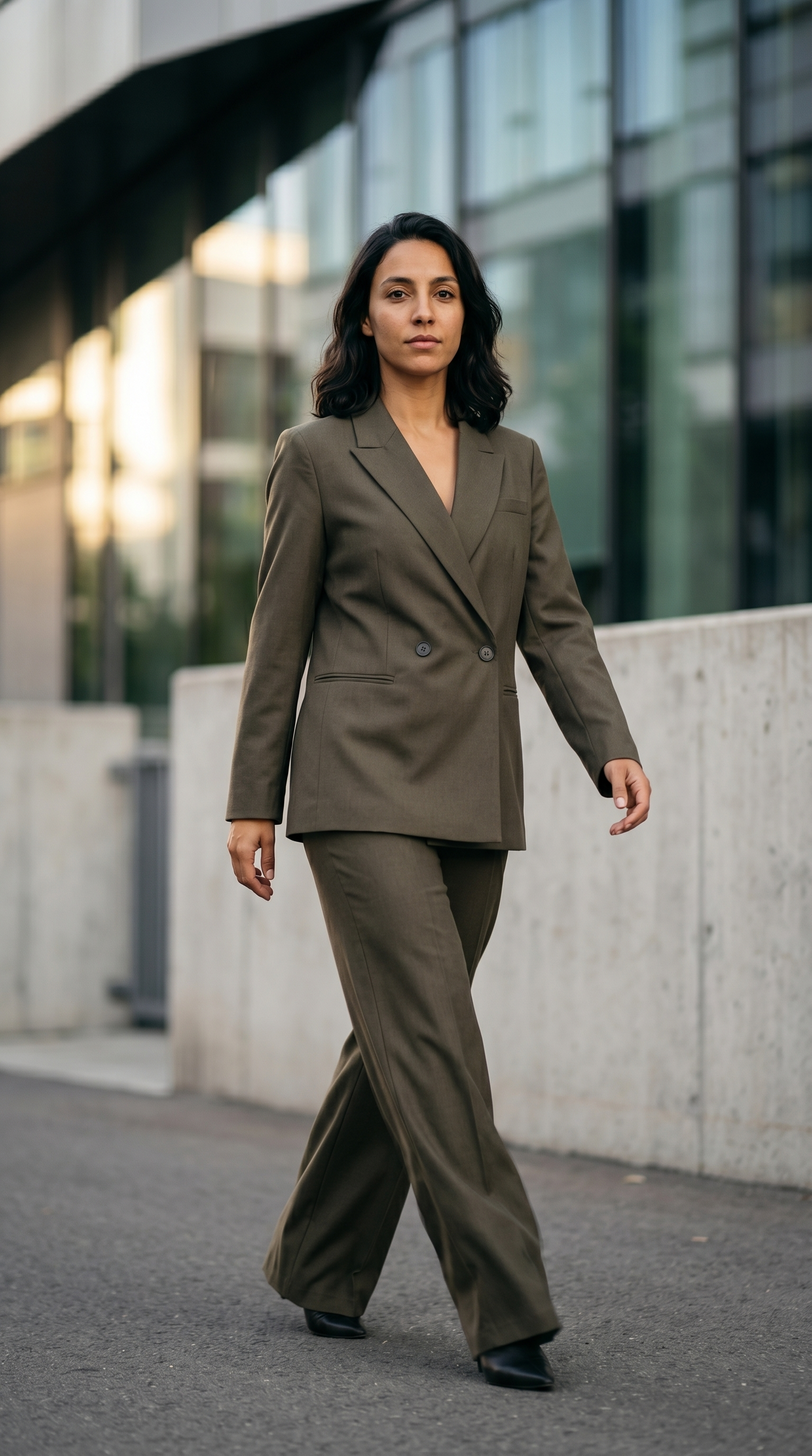 طقم نسائي أنيق – بنطال واسع مع بلوزة عصرية