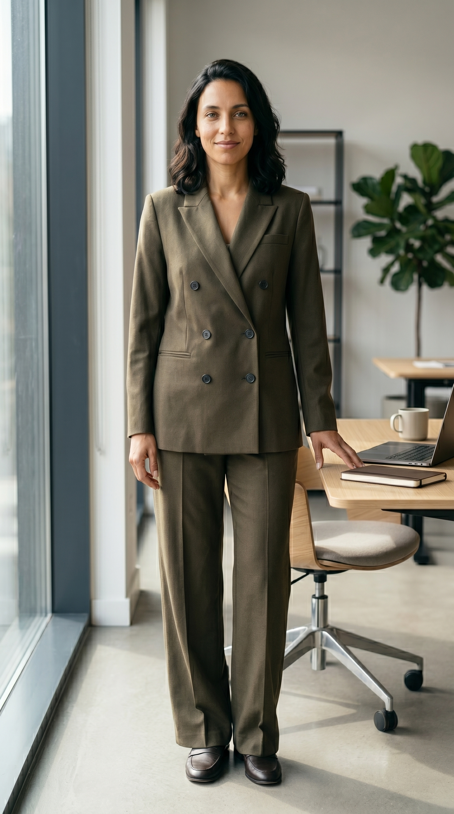 طقم نسائي أنيق – بنطال واسع مع بلوزة عصرية