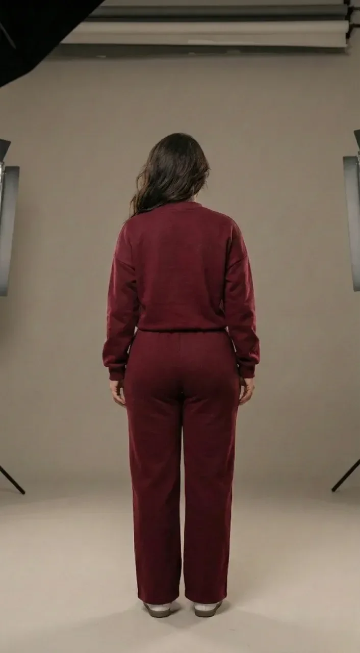 Ensemble de survêtement bordeaux élégant avec veste zippée et pantalon à jambe droite